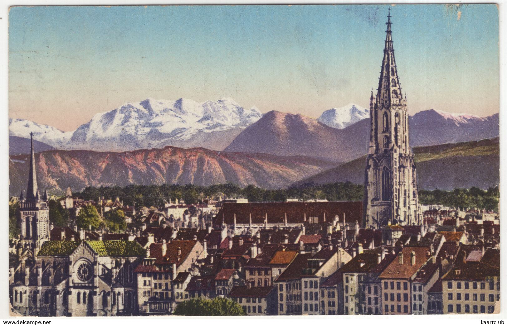 Bern: Münster Mit Blümlisalp / Cathédrale Et Le Blümlisalp - (Schweiz/Suisse/Switzerland) - 1925 - Berne