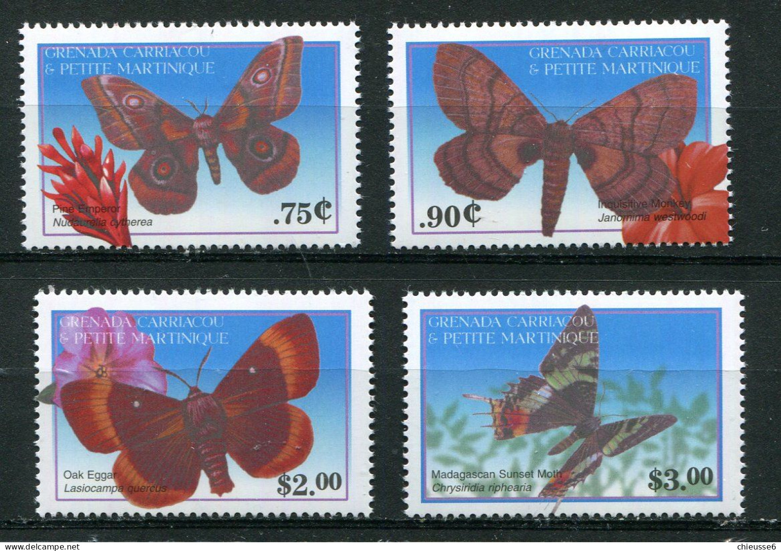Grenadines ** N° 3086 à 3089 -  Papillons Et Fleurs - Grenade (1974-...)