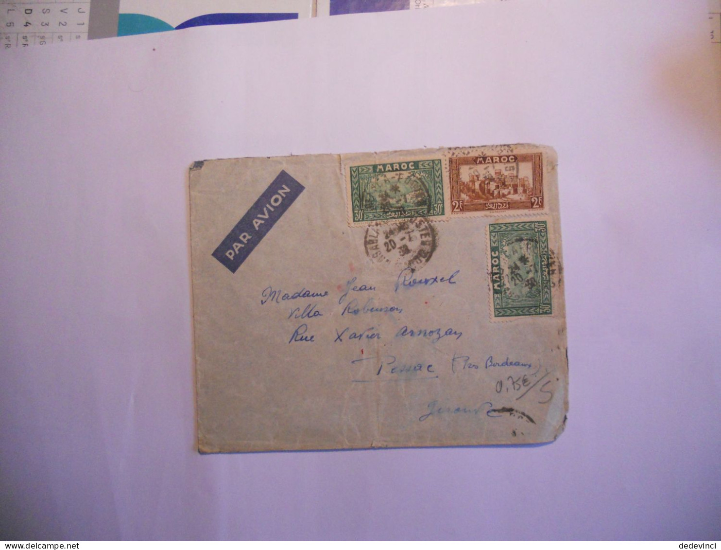 Lettre Par Avion Avec Daguin Pessac Au Verso - Storia Postale