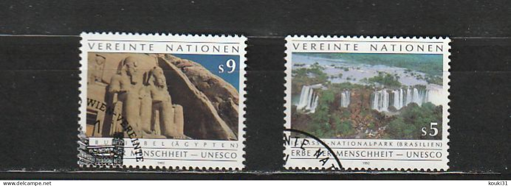 Nations Unies (Vienne) YT 137/8 Obl : Iguaçu , Abou Simbel  - 1992 - Used Stamps