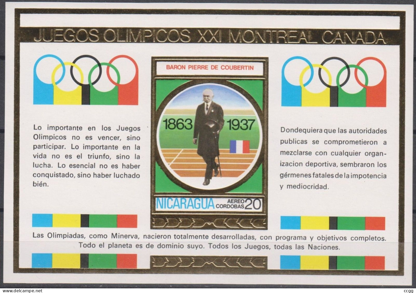 Olympische Spelen  1976 , Nicaragua  - Blok Postfris - Summer 1976: Montreal