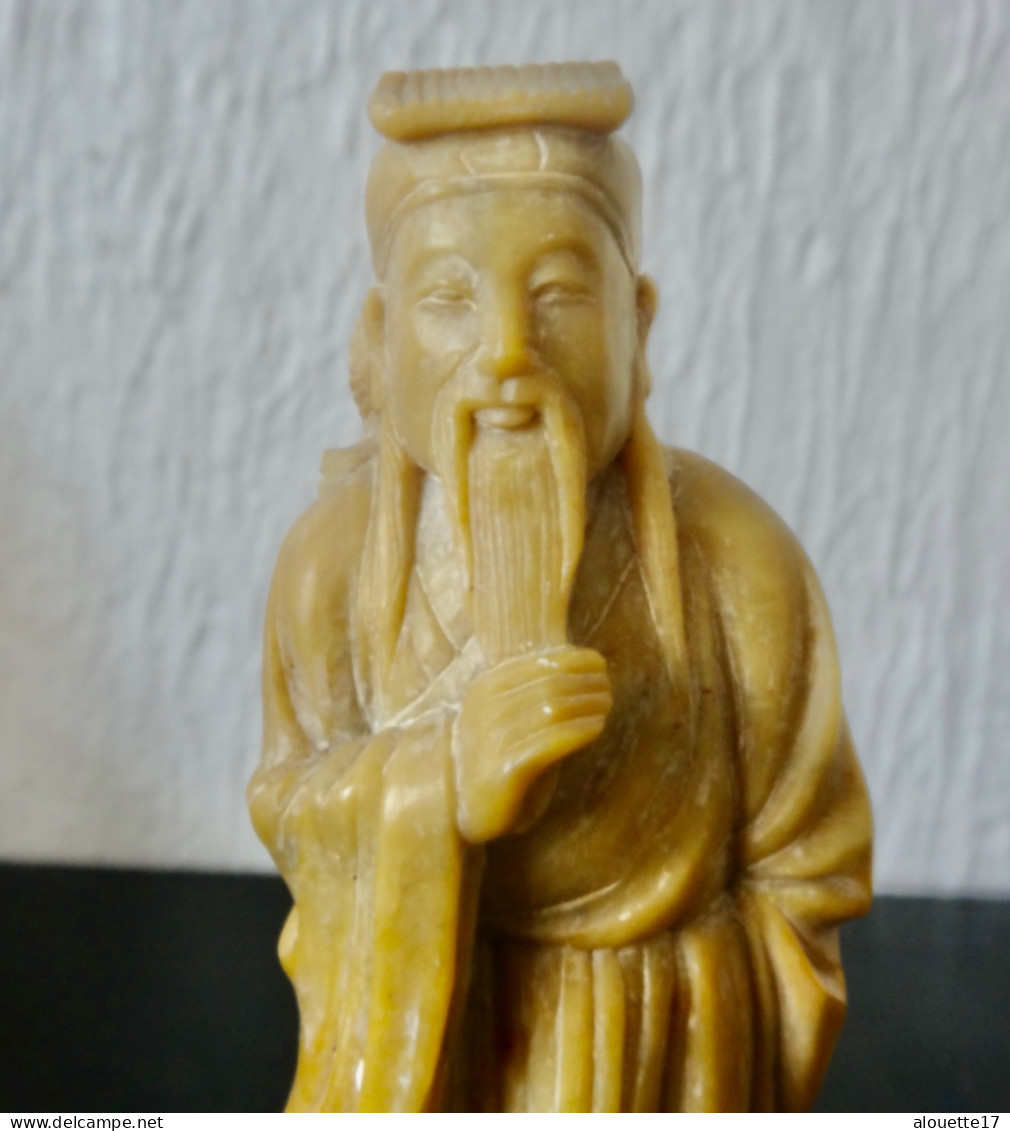 Ancienne Statuette Chinois Pierre A Savon - Art Asiatique