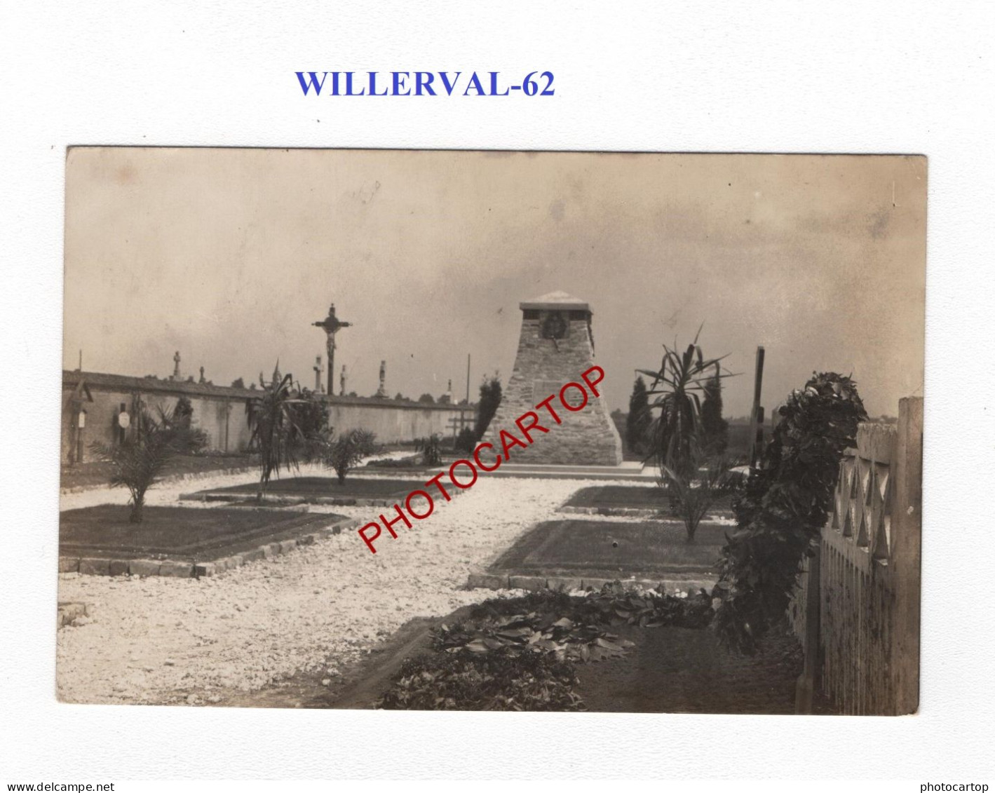 WILLERVAL-62-Monument-Cimetiere-Tombes-CARTE PHOTO Allemande-GUERRE 14-18-1 WK-MILITARIA- - Soldatenfriedhöfen