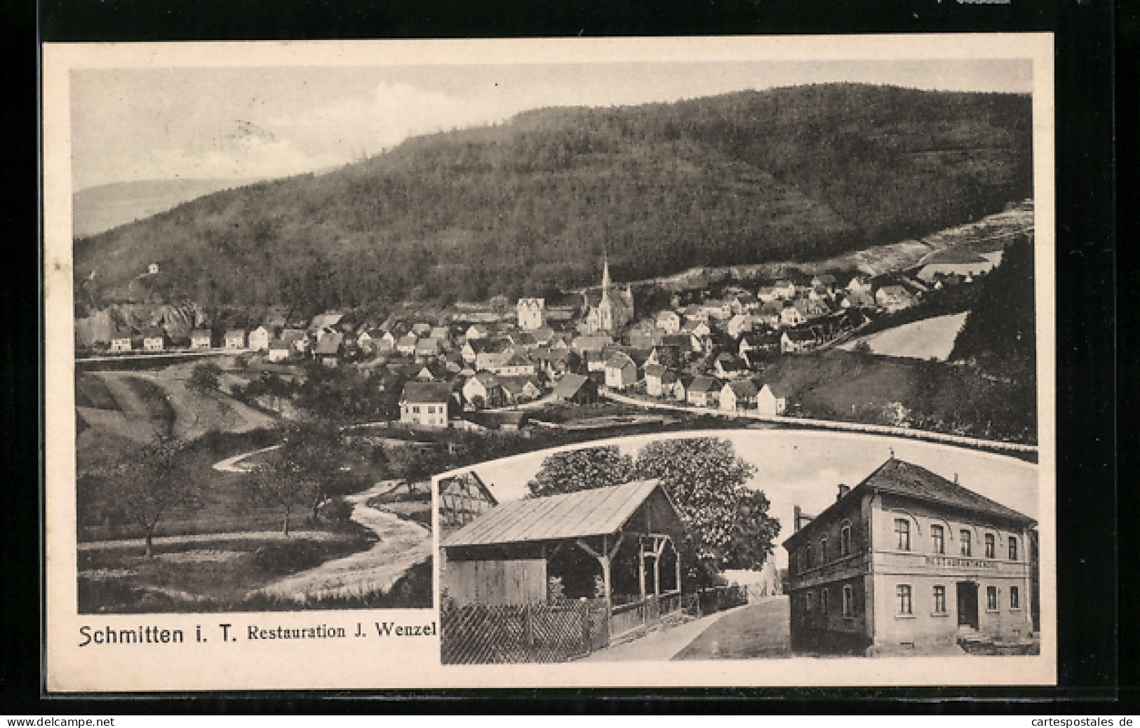 AK Schmitten I. Taunus, Restaurant J. Wenzel, Ortsansicht  - Taunus