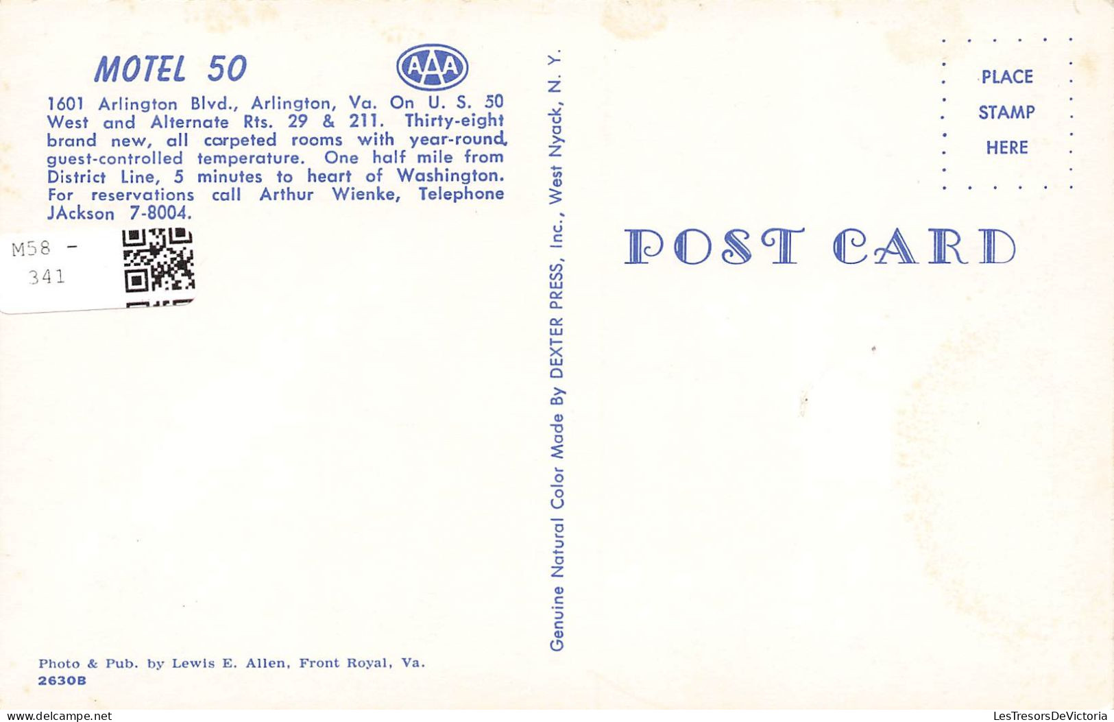ETATS-UNIS - Motel 50 - 1601 Arlington Blvd - Arlington - Va On U S 50 West And Alternate RTS - Carte Postale - Arlington