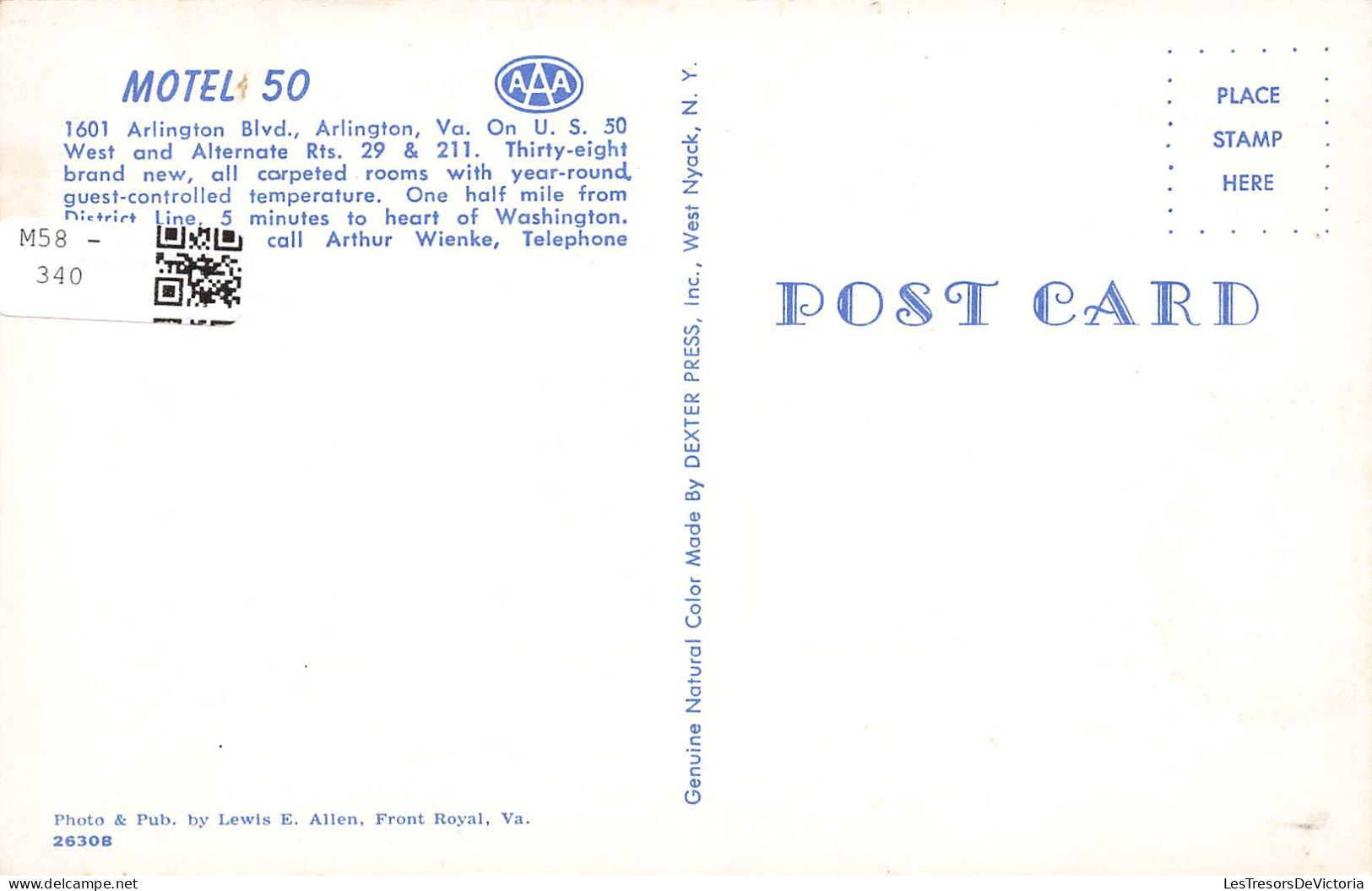 ETATS-UNIS - Motel 50 - 1601 Arlington Blvd - Arlington - Va On U S 50 West And Alternate RTS - Carte Postale - Arlington