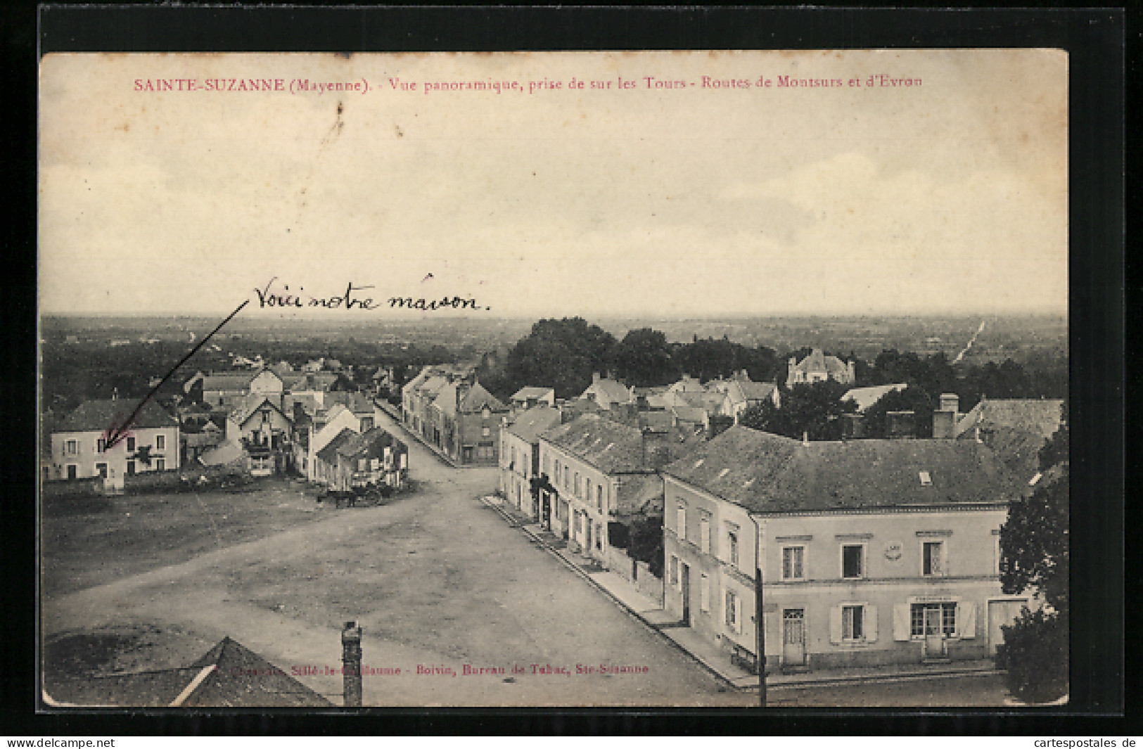 CPA Sainte-Suzanne, Vue Panoramique, Prise De Sur Les Tours-Routes-de Montsurs Et D`Evron  - Sainte Suzanne