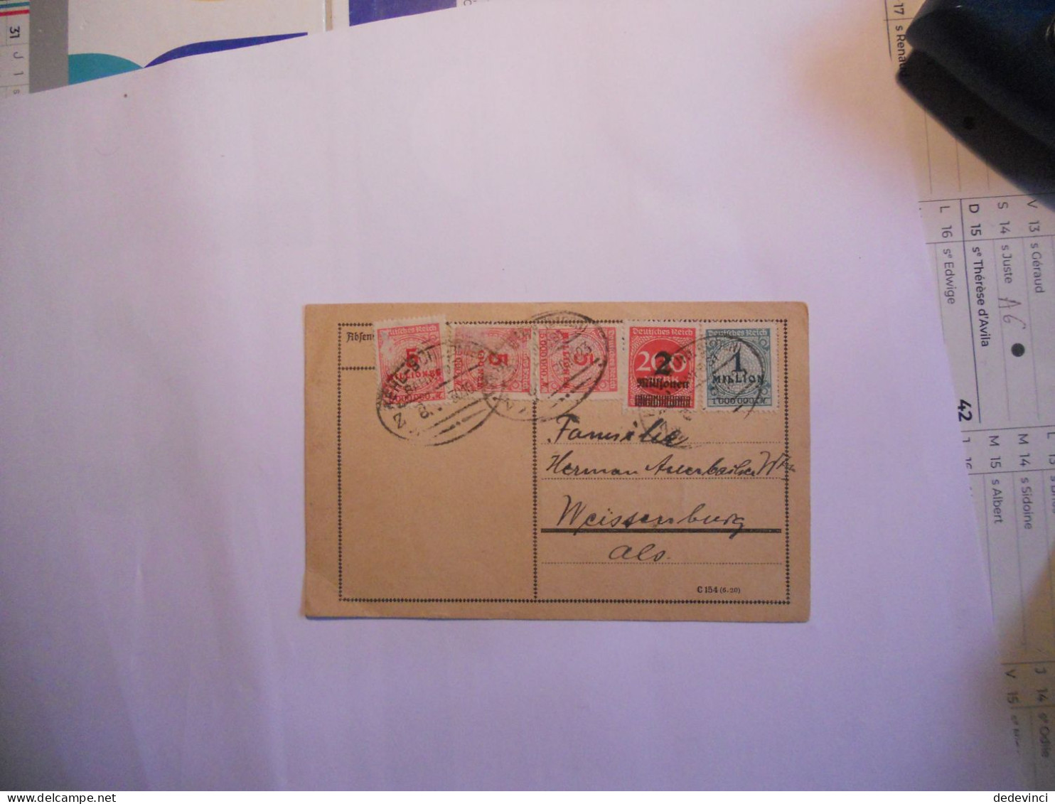 Carte Postale Affranchie à 18 Millions Pour La France ( Wissembourg ) - 1922-1923 Local Issues
