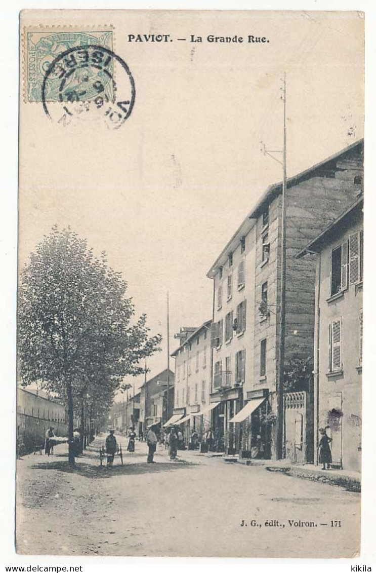 CPA 9 X 14 Isère PAVIOT La Grande Rue  Charrette à Bras   Matelassier (?) Commune De Voiron - Autres & Non Classés