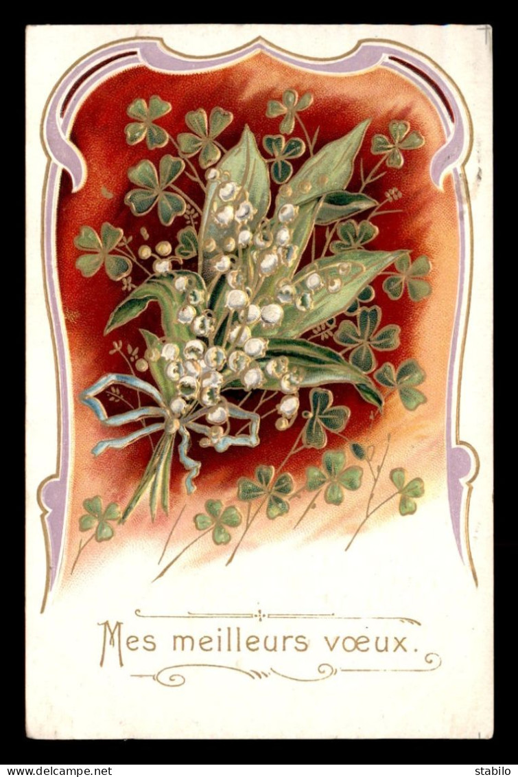 FANTAISIES - MUGUET - DECOR ART NOUVEAU - CARTE GAUFREE - Flowers