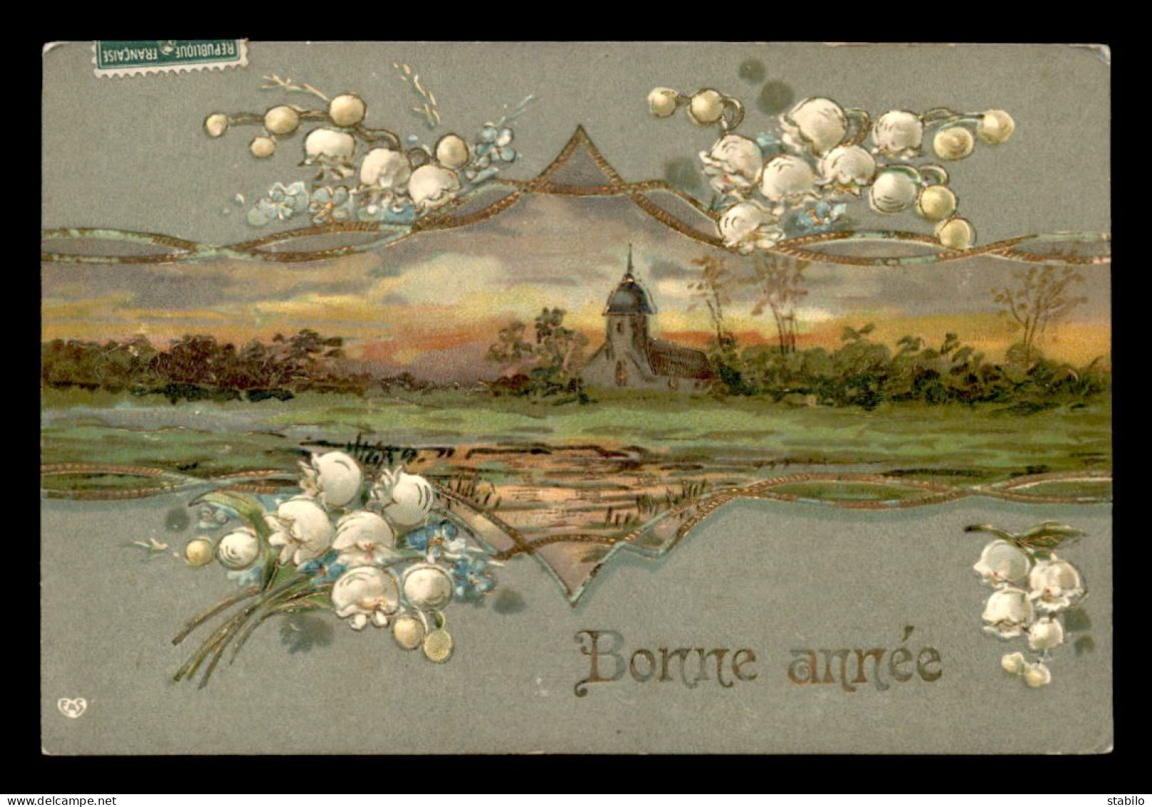 FANTAISIES - MUGUET ET PAYSAGE - CARTE GAUFREE - Flores