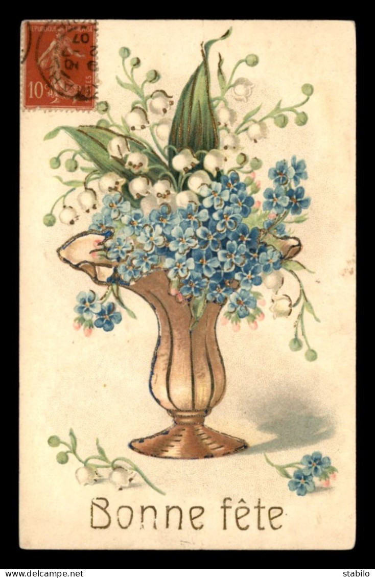 FANTAISIES - MUGUET ET MYOSOTIS - CARTE GAUFREE - Flowers