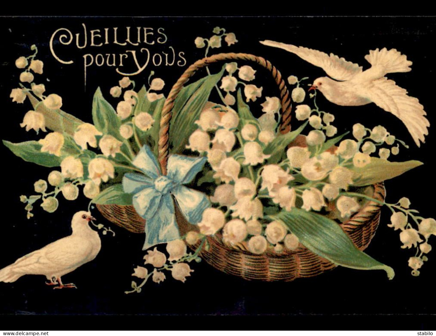 FANTAISIES - MUGUET ET COLOMBES - Flowers