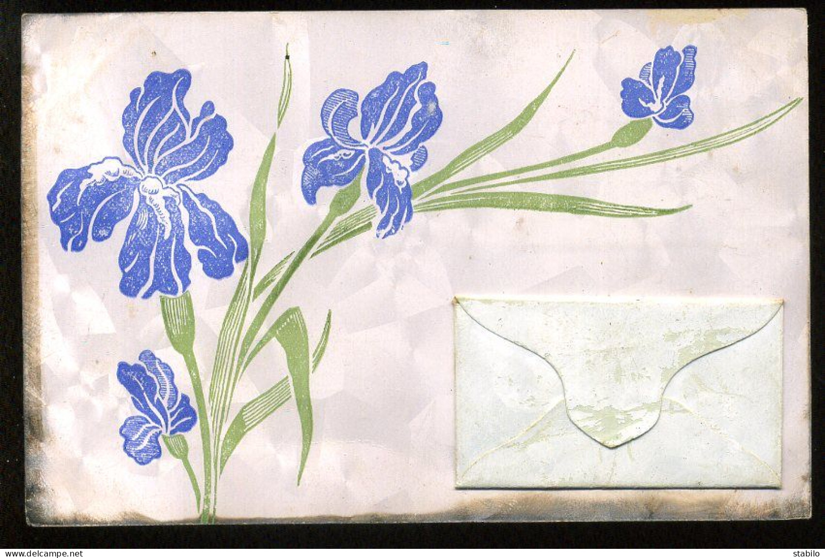 FANTAISIES - FLEURS -  IRIS - ENVELOPPE ET CARTE - Flowers