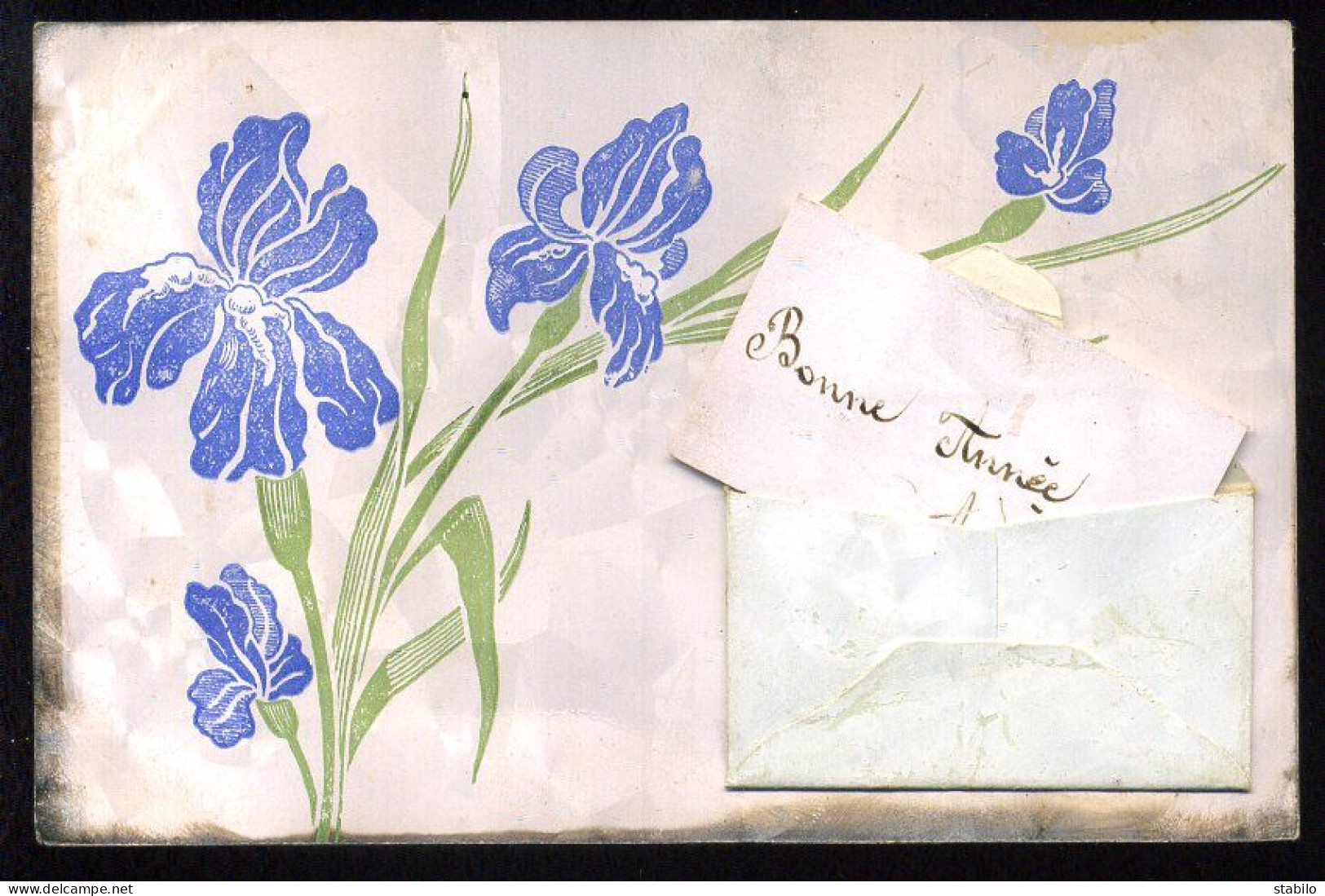 FANTAISIES - FLEURS -  IRIS - ENVELOPPE ET CARTE - Fleurs