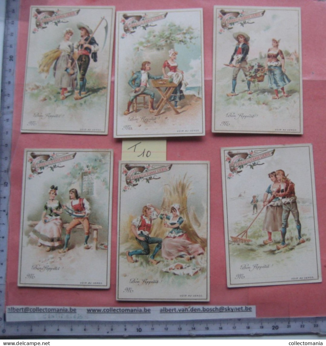 6 Cartes Chromos, 1894, Liebig Compagnie Complete Set  Tischkarten, Cartes De Table Nr 10 - Boy And Girl In The Country - Liebig