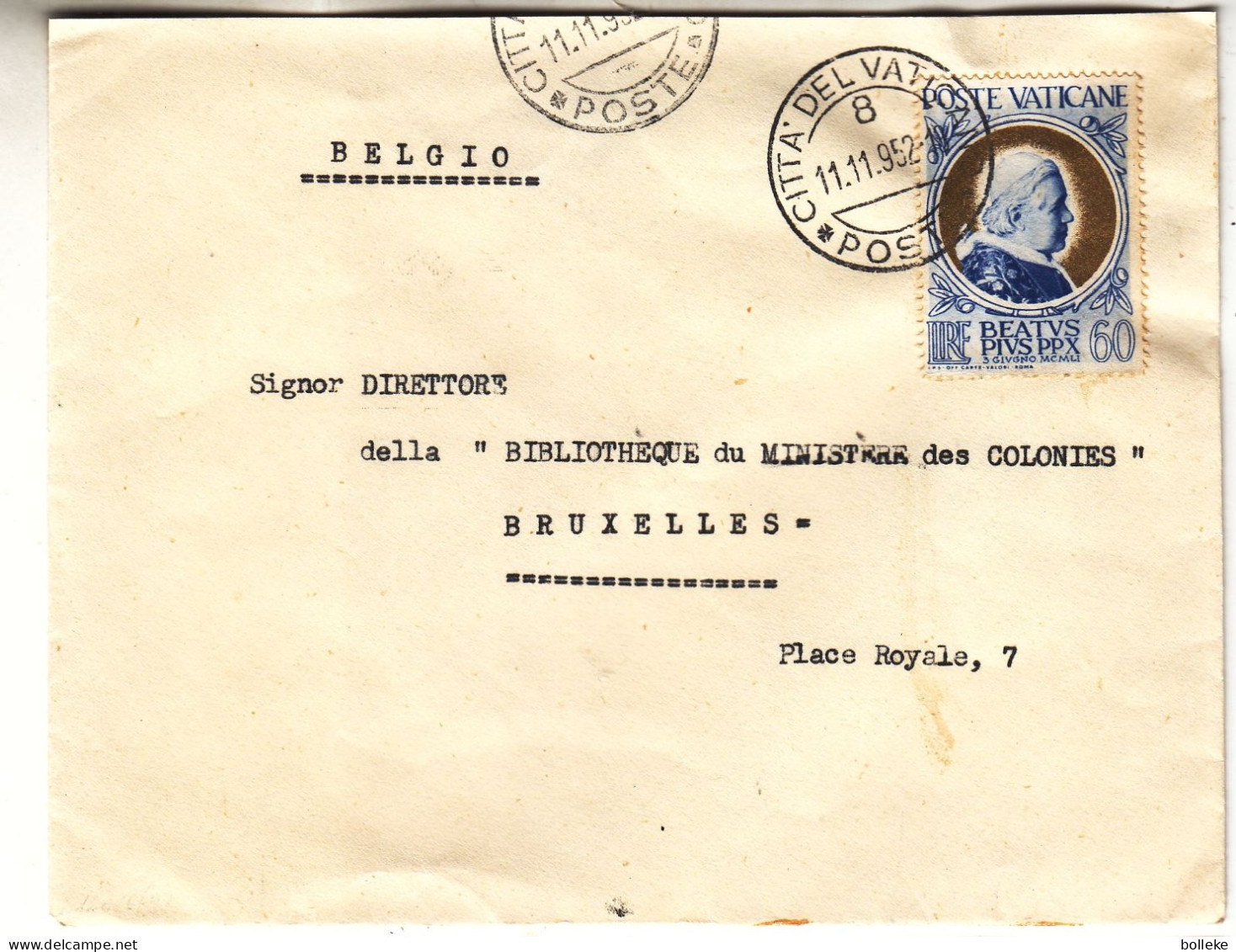 Vatican - Lettre De 1952 - Oblit Citta Del Vaticano - Papes - - Briefe U. Dokumente