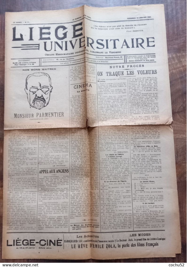 Etudiants (Liège) - Journal---Liège Universitaire---N° 11, 18 Janvier 1924 (nombreux Autres Journaux De Ce Titre) - Other & Unclassified