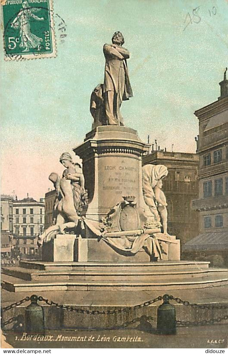 33 - Bordeaux - Monument De Léon Gambetta - CPA - Voir Scans Recto-Verso - Bordeaux