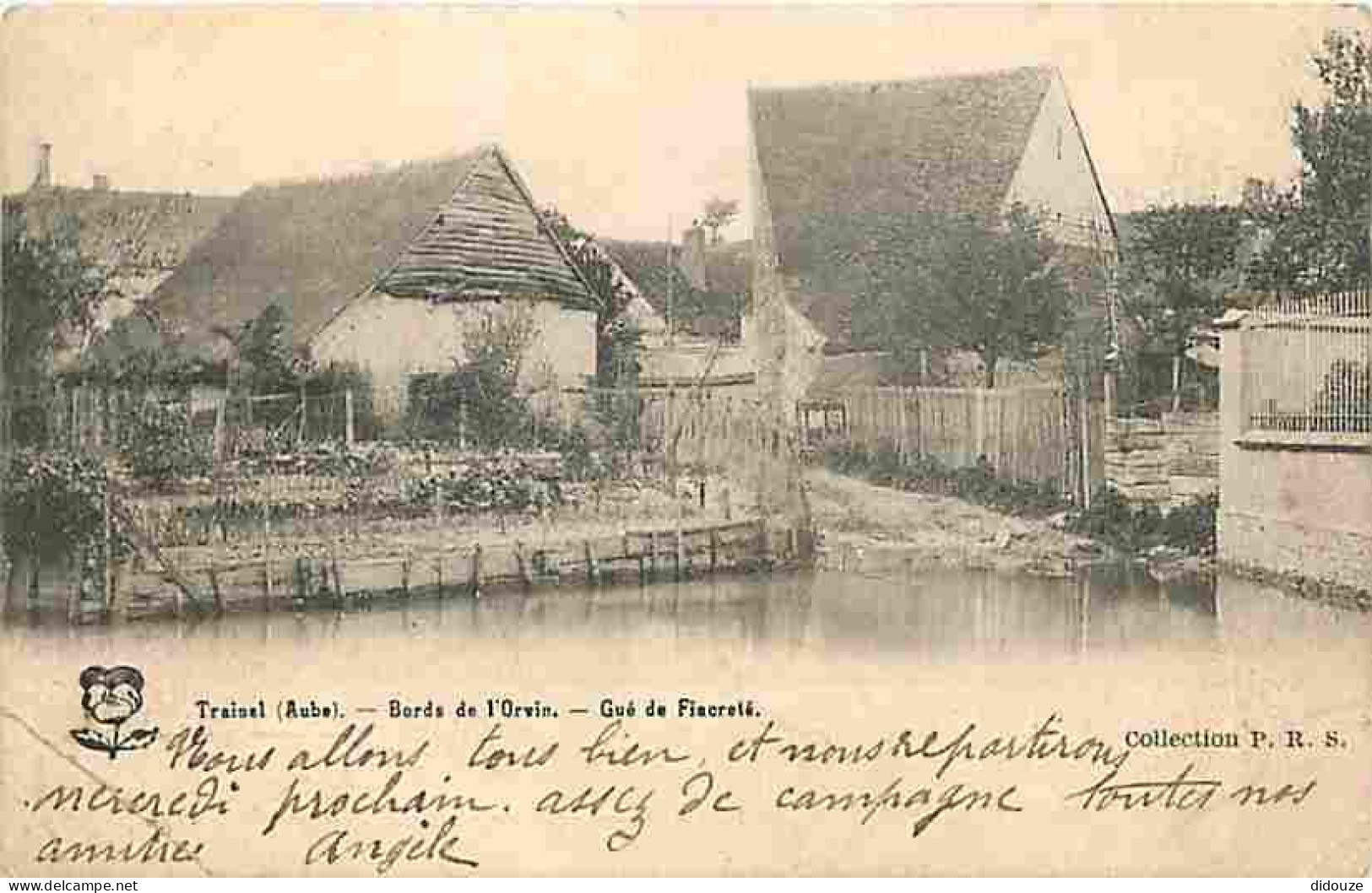 10 - Troyes - Bords De L'Orvin - Gué De Fiacreté - Précurseur - Oblitération Ronde De 1903 - Etat Pli Visible - CPA - Vo - Troyes