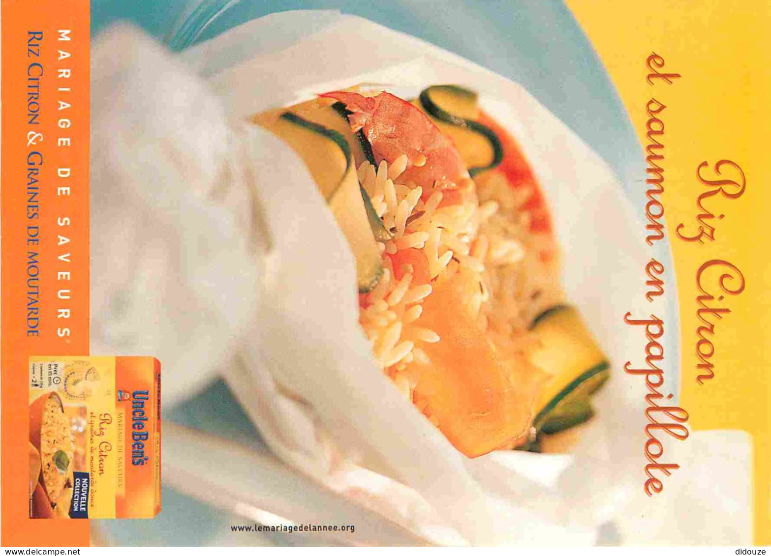 Recettes De Cuisine - Riz Citron Et Saumon En Papillote - Carte Publicitaire Uncle Ben's - Gastronomie - CPM - Carte Neu - Küchenrezepte