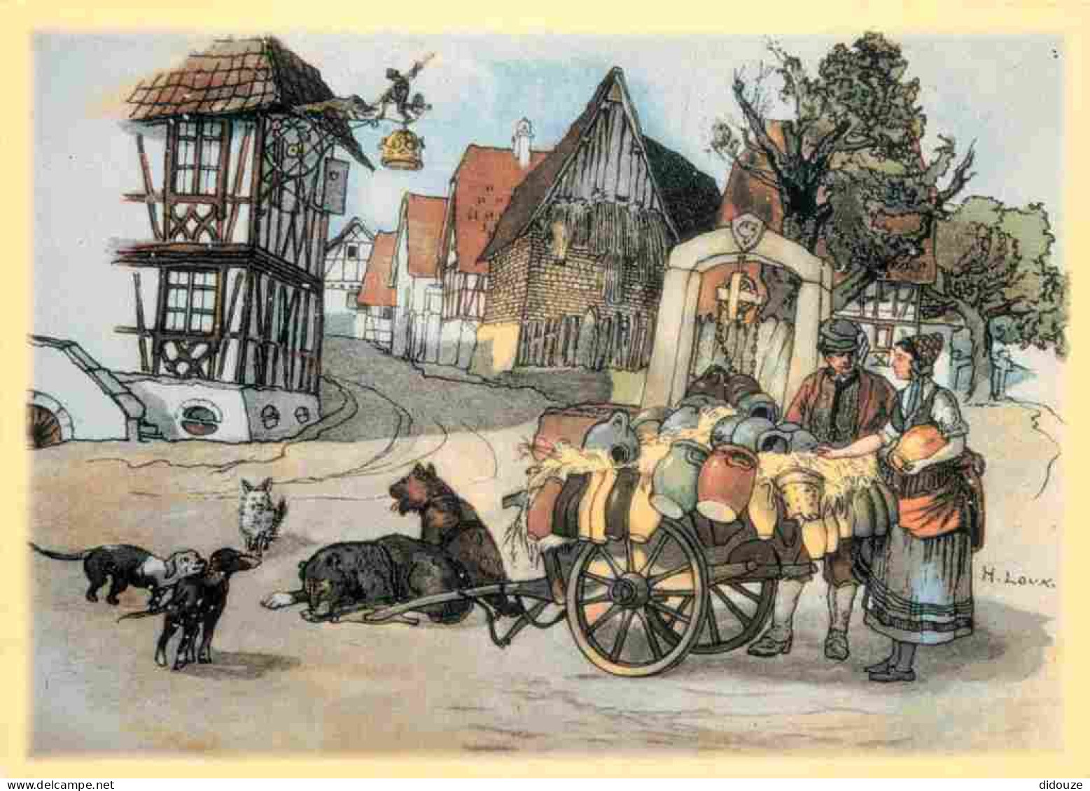 Art - Peinture - Henri Loux - Si L'Alsace De 1900 M'était Contée - Marchand De Poteries De Soufflenheim - Paysanne En Co - Malerei & Gemälde