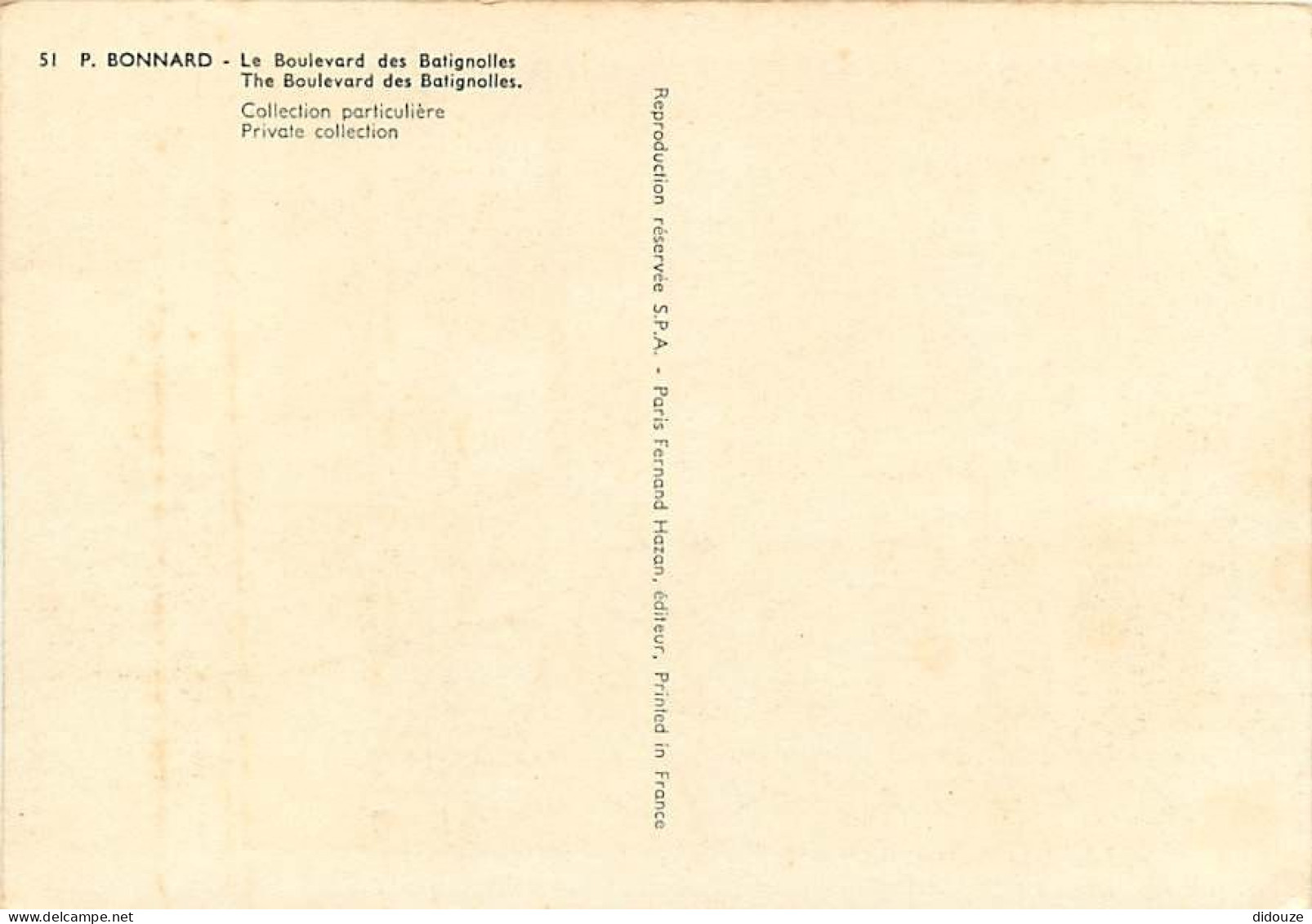 Art - Peinture - Pierre Bonnard - Le Boulevard Des Batignolles - The Boulevard Des Batignolles - CPM - Voir Scans Recto- - Peintures & Tableaux