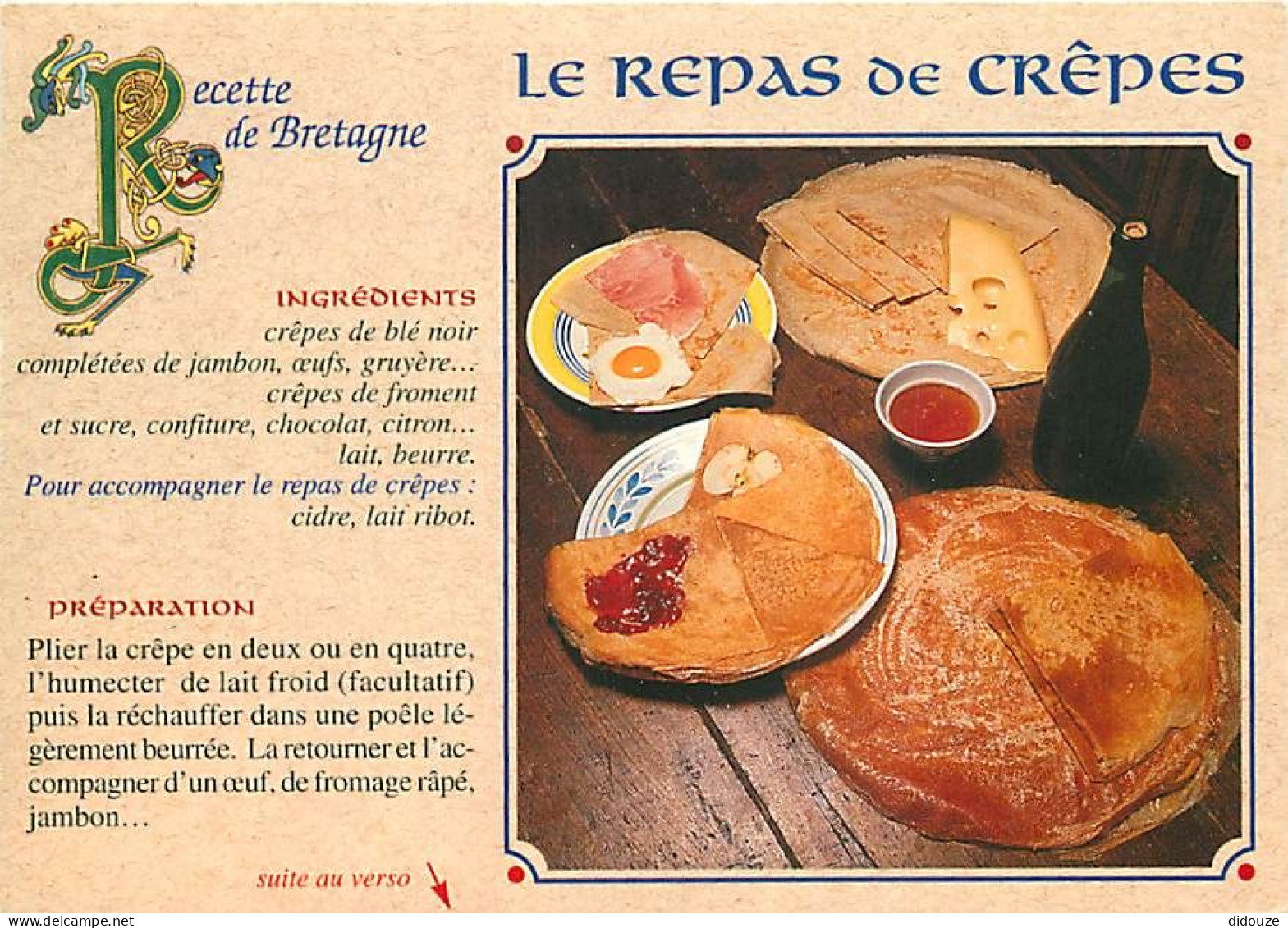 Recettes De Cuisine - Repas De Crêpes - Carte Neuve - Gastronomie - CPM - Voir Scans Recto-Verso - Recettes (cuisine)