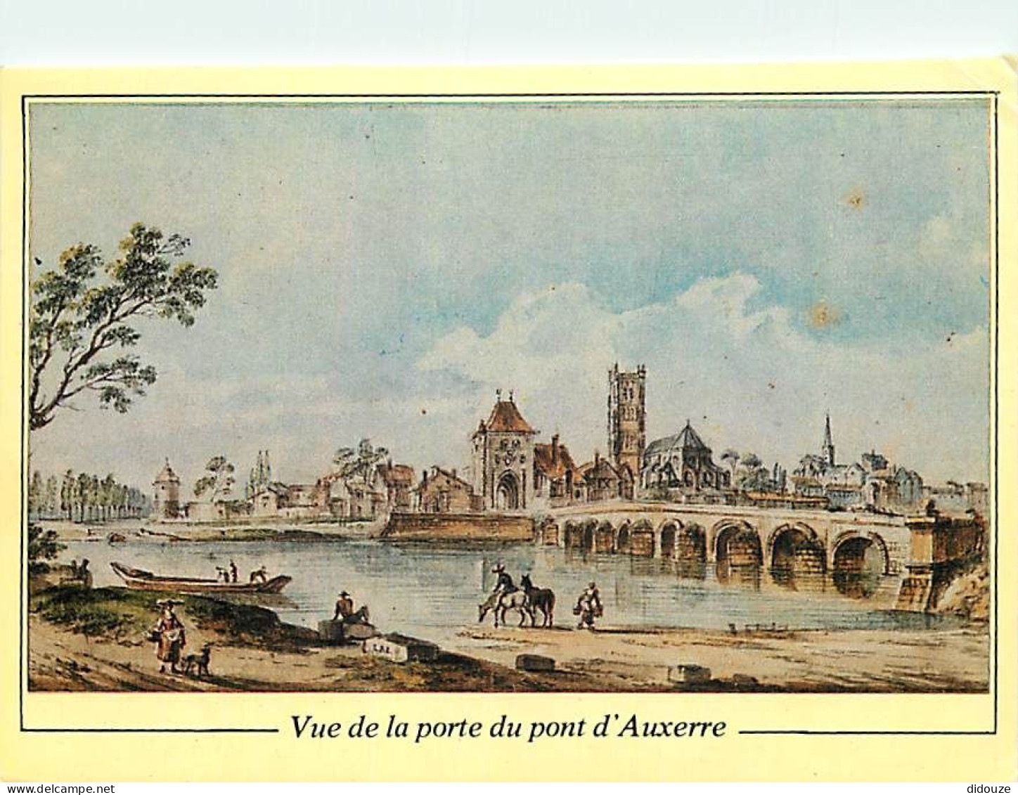 89 - Auxerre - Vue De La Porte Du Pont - Aquarelle De Georges Lallemand  17e Siècle - Art Peinture - Etat Léger Pli Visi - Auxerre