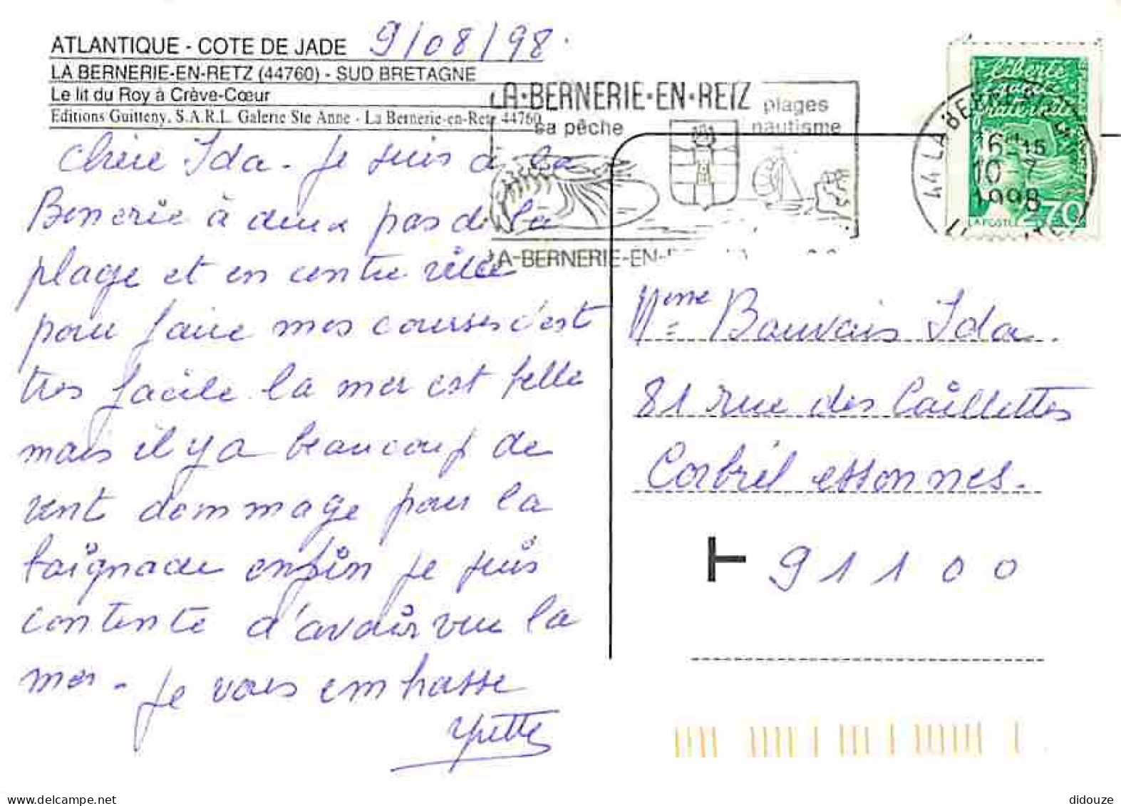 44 - La Bernerie En Retz - Le Lit Du Roy à Crève-Coeur - Flamme Postale - CPM - Voir Scans Recto-Verso - La Bernerie-en-Retz