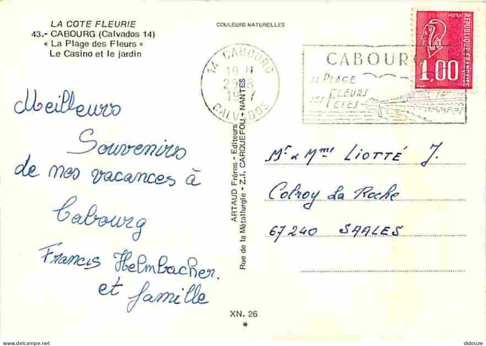 14 - Cabourg - Le Casino Et Le Jardin - Fleurs - Automobiles - Flamme Postale - CPM - Voir Scans Recto-Verso - Cabourg