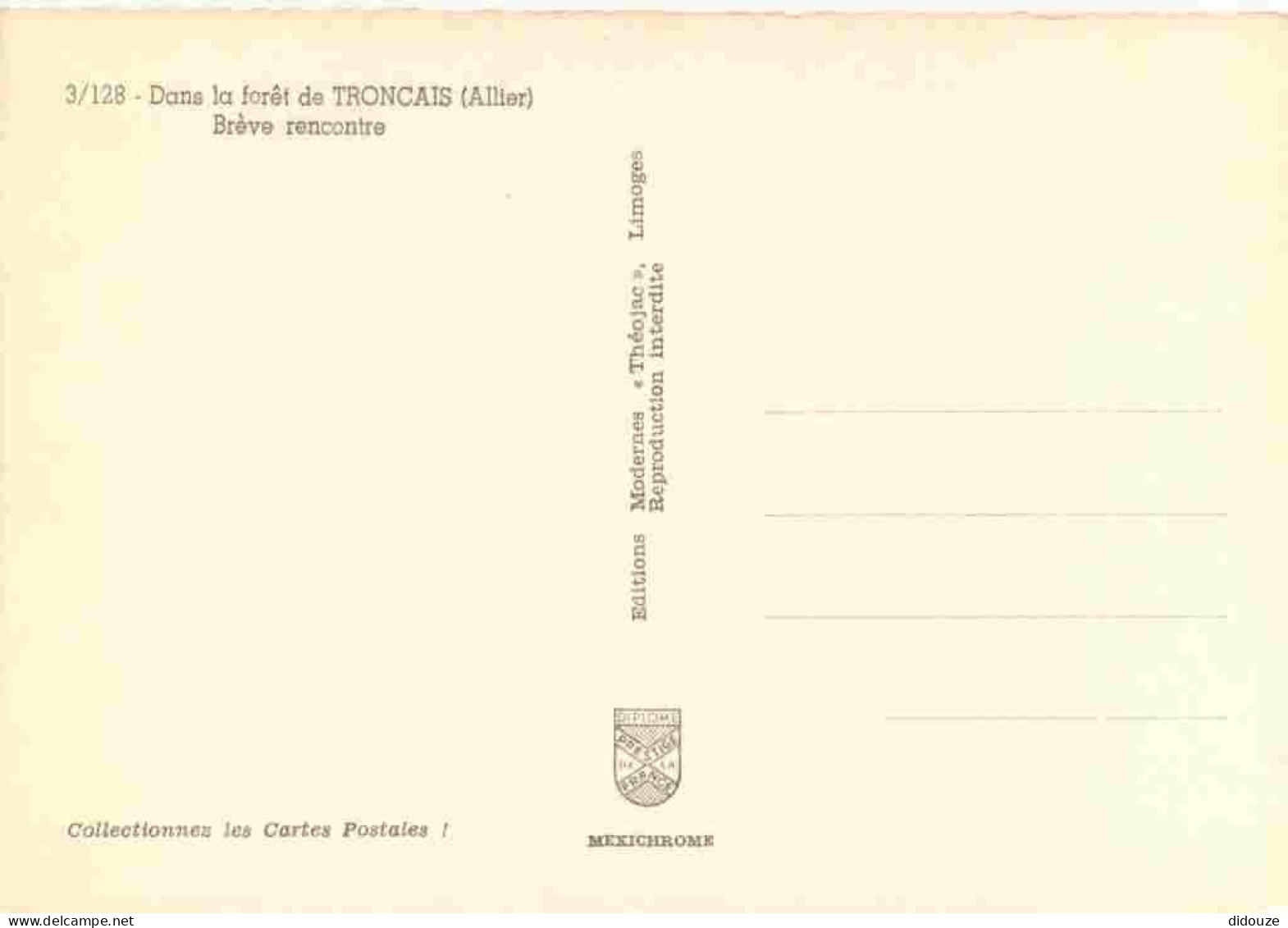 03 - Foret De Tronçais - Chevreuil - Carte Dentelée - CPSM Grand Format - Carte Neuve - Voir Scans Recto-Verso - Autres & Non Classés