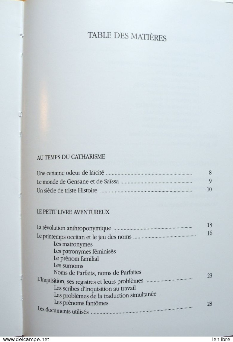 PRENOMS OCCITANS au Temps du Catharisme. A.Brenon. 1992.