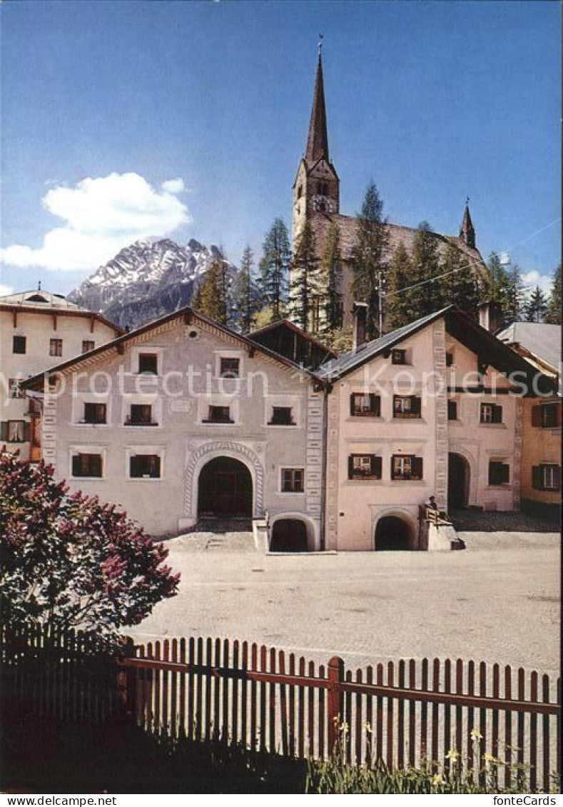 11865737 Scuol Tarasp Vulpera Dorfpartie In Scuol Mit Kirche Scuol - Sonstige & Ohne Zuordnung