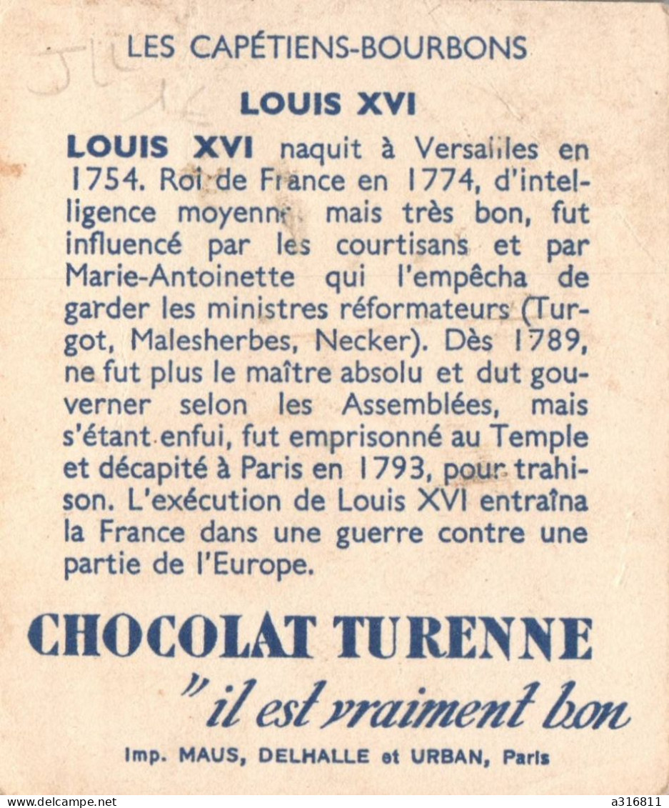 Chocolat Turenne  Louis XVI - Sonstige & Ohne Zuordnung