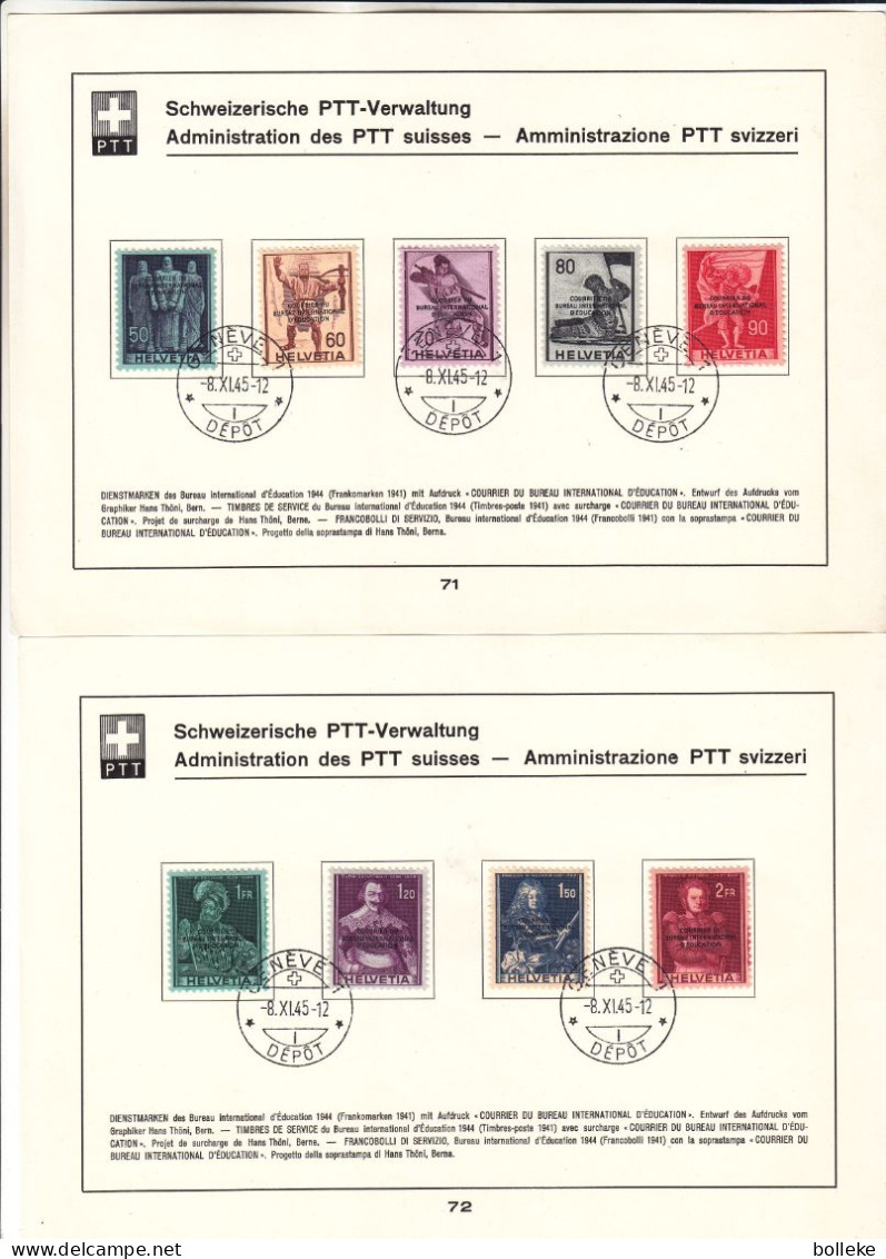 Suisse - 3 Documents De 1945 -GF - Oblit Genève - Timbres Service Du Bureau International D'éducation - Valeur 900 € - - Storia Postale