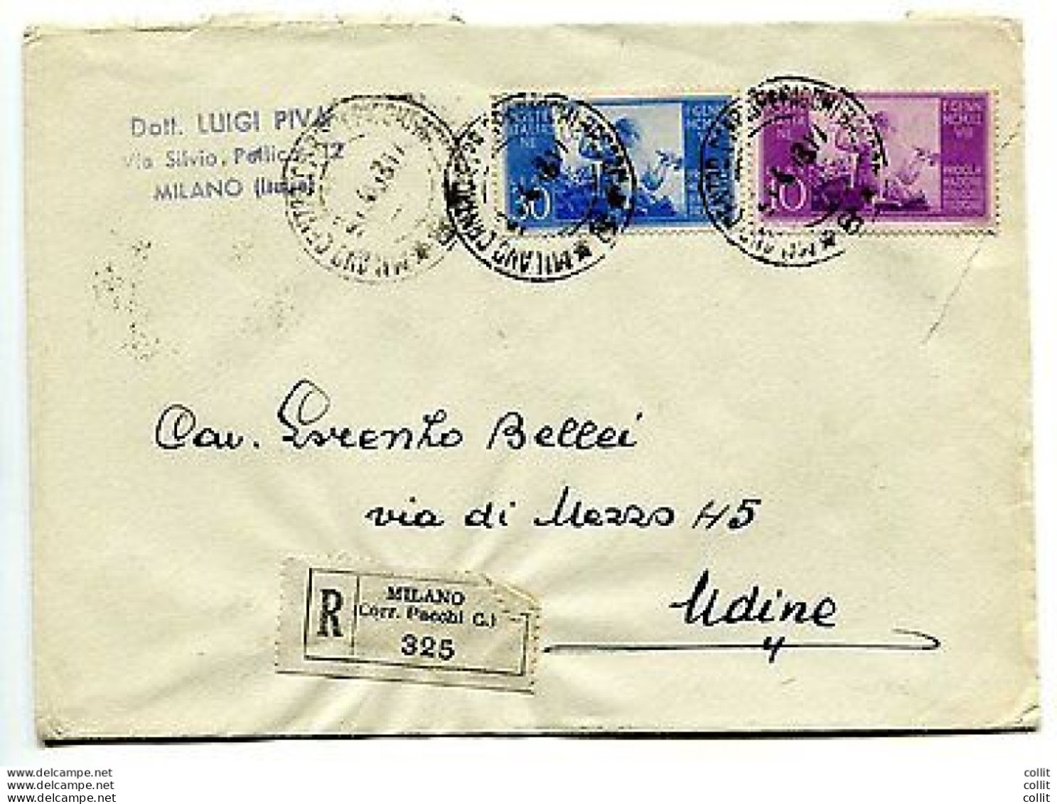 Costituzione La Serie Su Busta Racc. Da Milano - 1946-60: Marcophilia