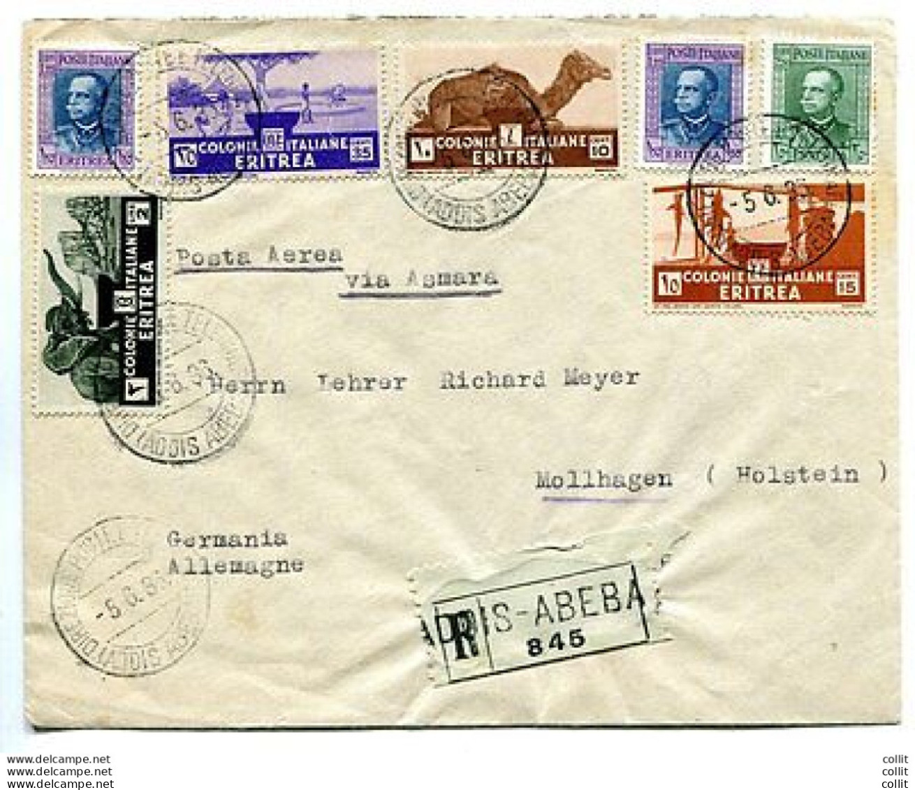 Eritrea - Vitt. Emanuele III° Lire 2,50 Su Busta - Airmail