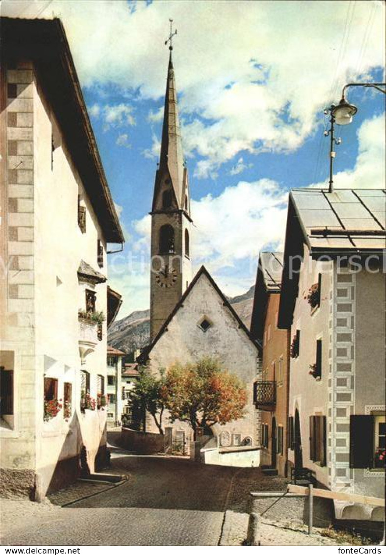 11865527 S-chanf Dorfgasse Engadinerhaeuser Kirche S-chanf - Sonstige & Ohne Zuordnung