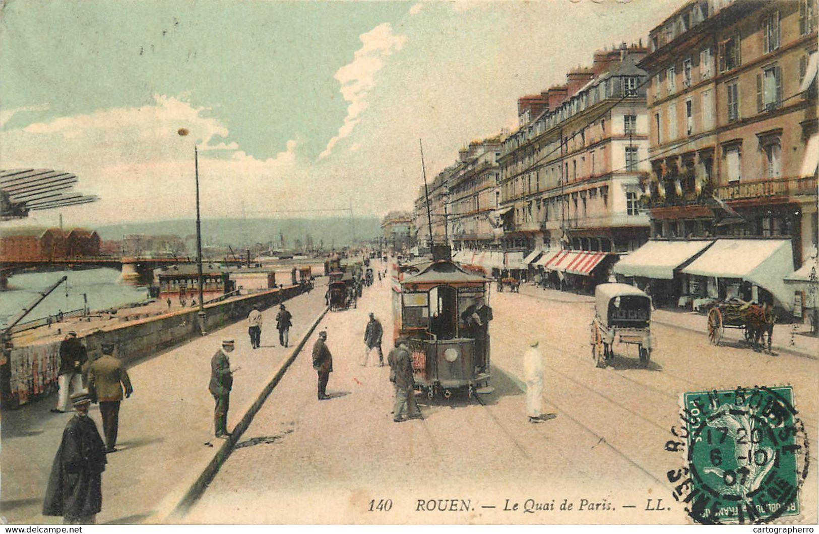 ROUEN Qiai De Paris Tramway 1907 - Rouen