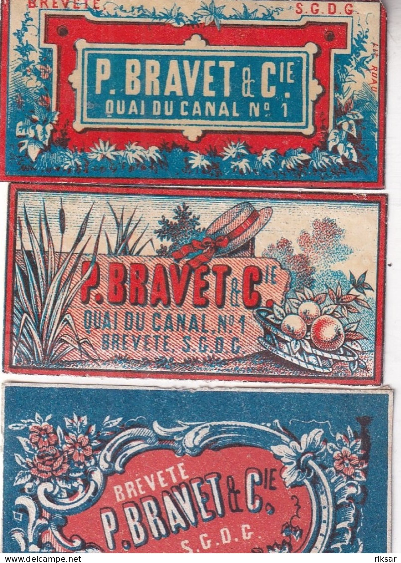 ETIQUETTE D ALLUMETTE(BRAVET) MARSEILLE(3 PIECES) - Boites D'allumettes - Etiquettes