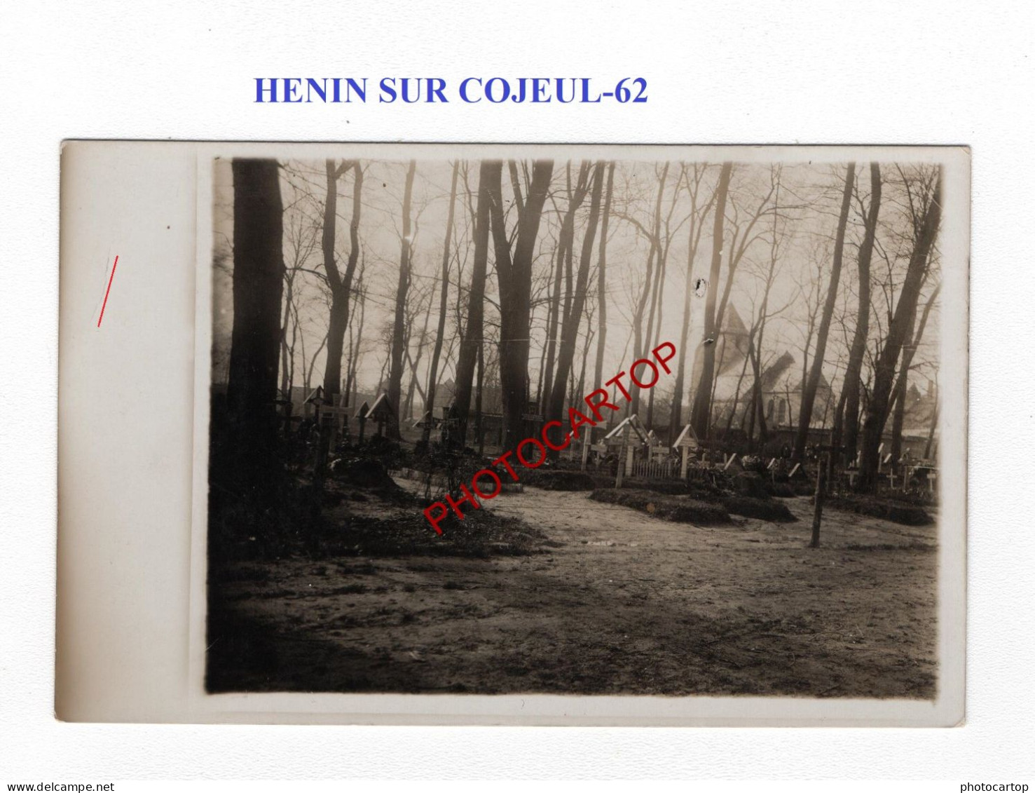 HENIN SUR COJEUL-62-Cimetiere-Tombes-CARTE PHOTO Allemande-GUERRE 14-18-1 WK-MILITARIA- - Cimetières Militaires