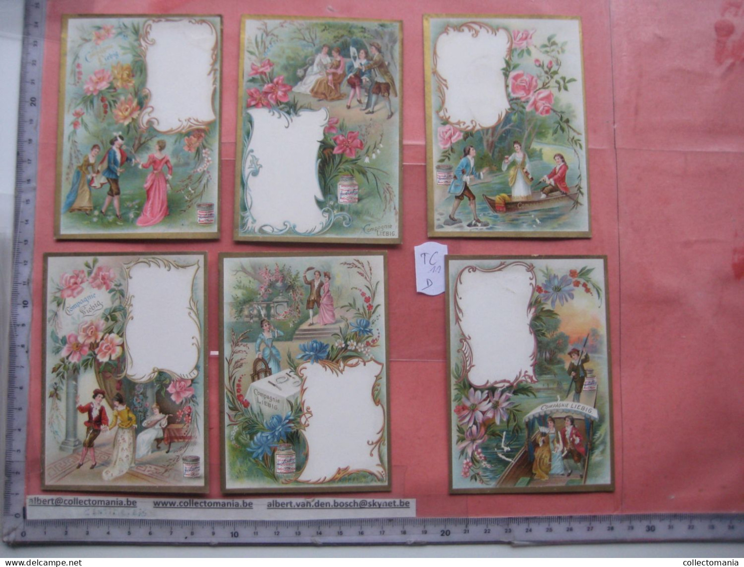 6 Cartes Chromos, 1895, Liebig Compagnie Complete Set  Tischkarten, Cartes De Table Nr 11 - 18th Costumes With Flowers - Liebig