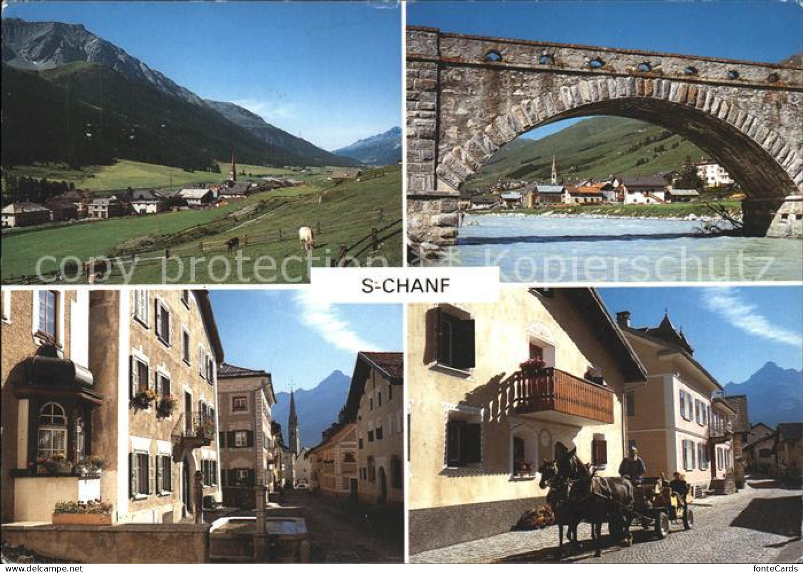 11865336 S-chanf Panorama Bruecke Dorfmotiv Pferdekutsche S-chanf - Autres & Non Classés