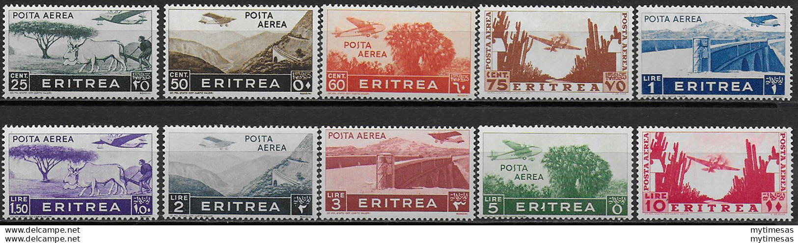 1936 Eritrea African Subjects Airmail 10v. MNH Sassone N. 17/26 - Sonstige & Ohne Zuordnung