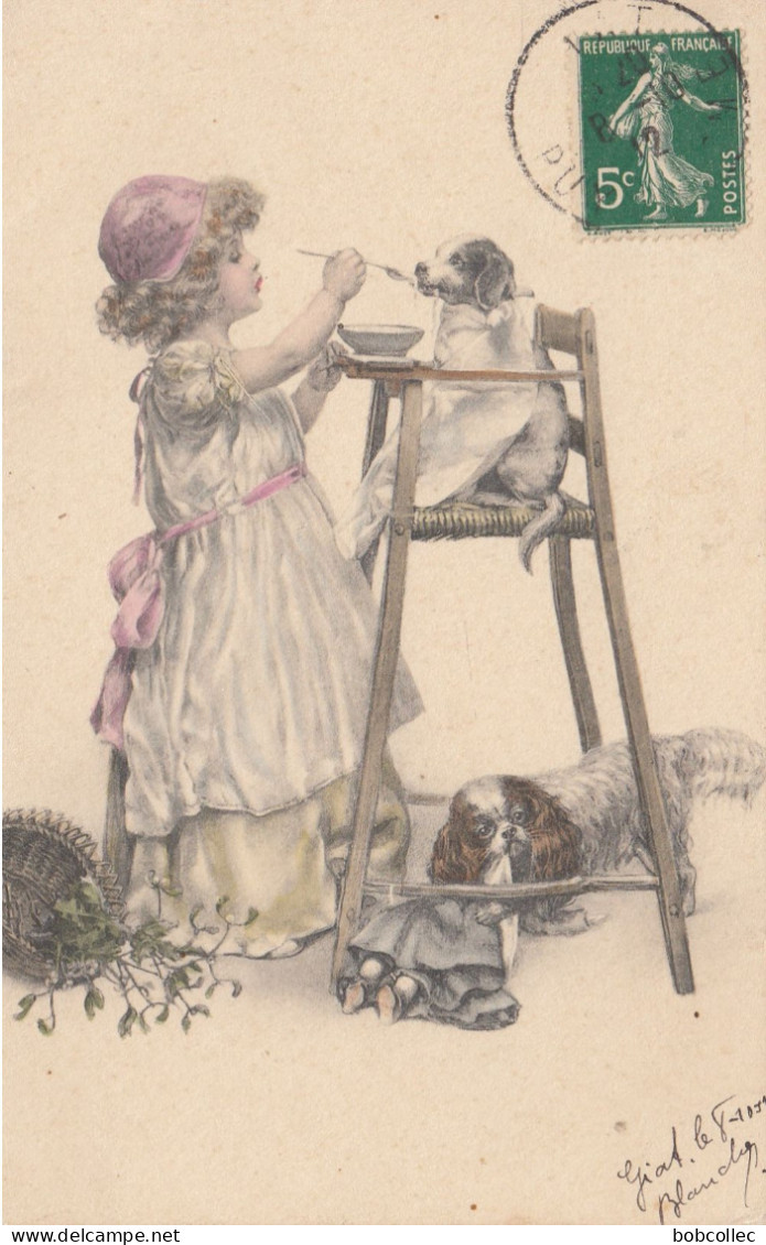 FILLETTE: Donne à Manger à Un Chien Sur Une Chaise Haute - Humorous Cards