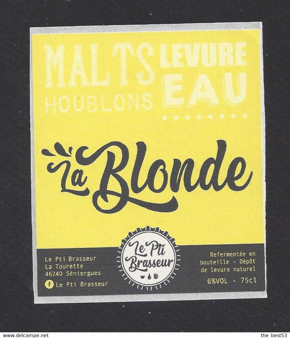 Etiquette De Bière Blonde  -   Brasserie Le Pti Brasseur Séniergues (46) - Bière