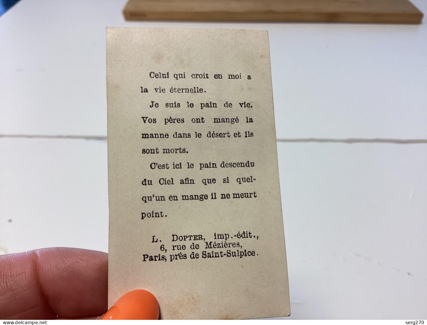 Image Pieuse Religieuse 1900 Petite Image Couleur L. DOPTER, 1mp.-odit., 6, Rue De Mézières, Paris, Près De Saint-Salpic - Andachtsbilder