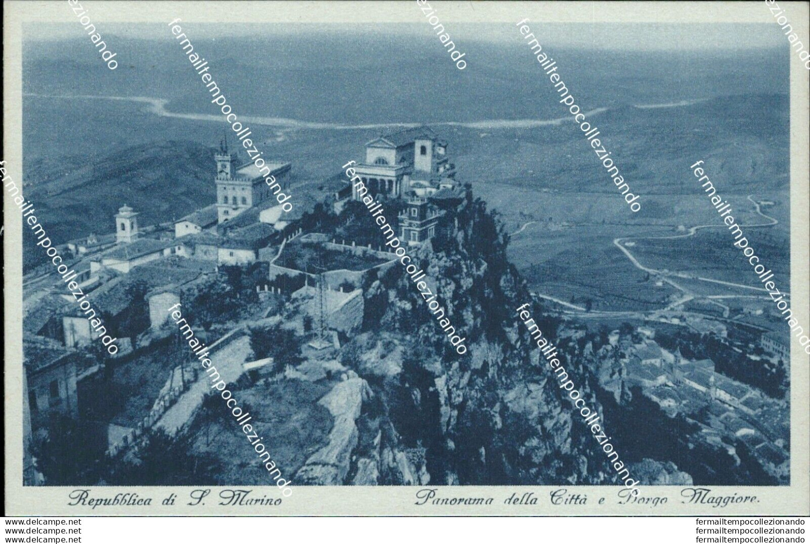 Ba3 Cartolina Repubblica Di San Marino Panorama  Della Citta' E Borgo Maggiore - San Marino