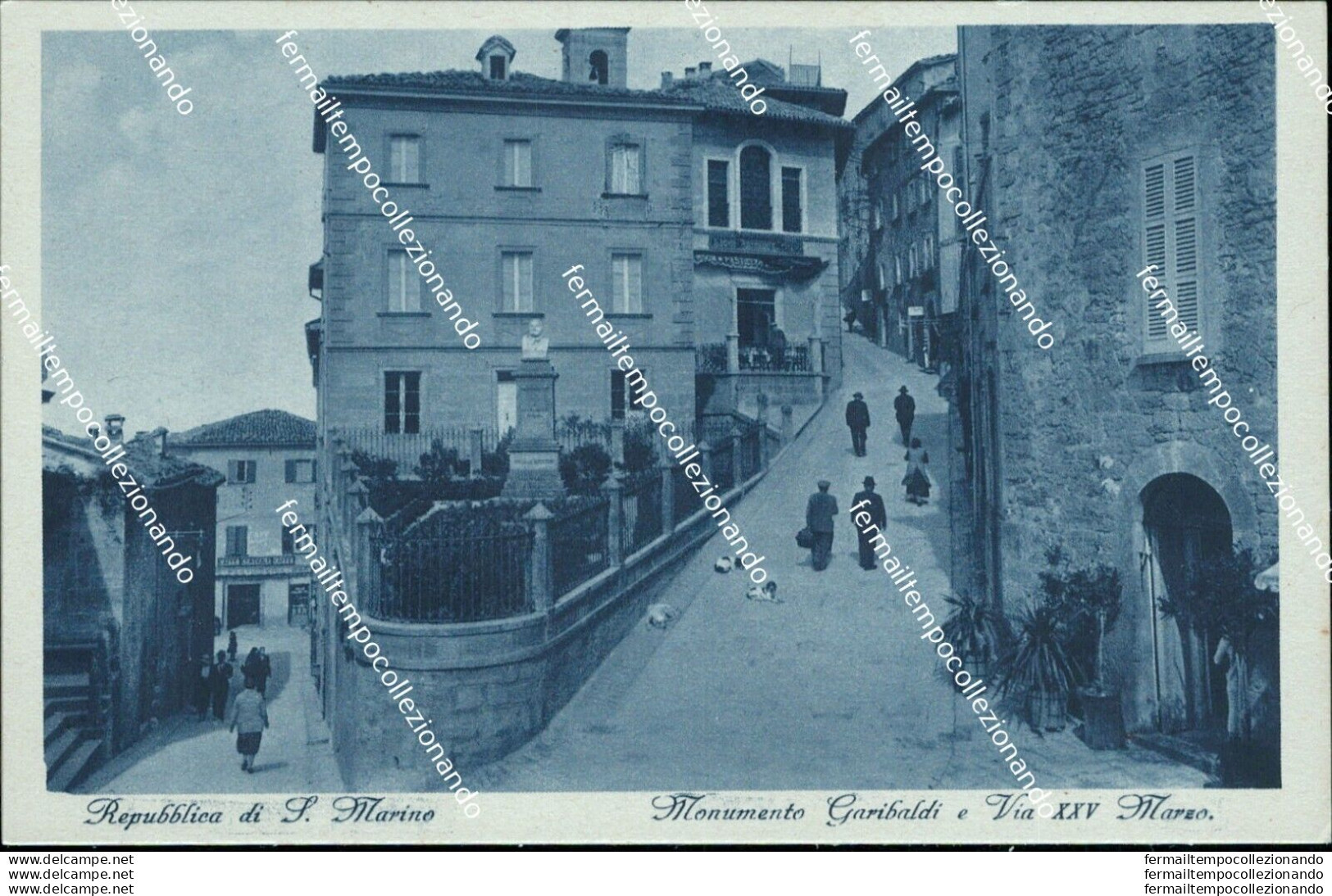Ba7 Cartolina Repubblica Di San Marino Citta' Monumento Garibaldi E Via Xx Marzo - Saint-Marin